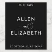 白モダン結婚黒スタイリッシュのきらめくW ワインラベル (シングルラベル)