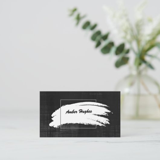 白モダン絵を描筆ストローク名刺 名刺 (スタンド正面)