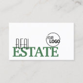 白モダン緑のスタイリッシュシンプルのロゴと写真 名刺 (正面)