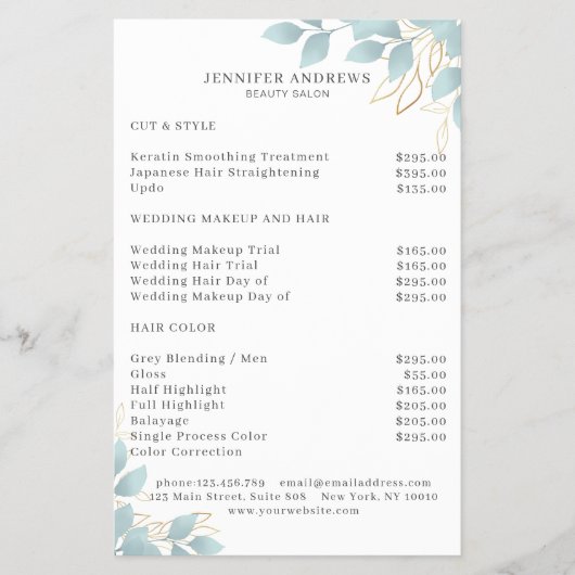 白モダン緑のチラシ チラシ (正面)