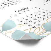 白モダン緑のリーフィカレンダー2022ポスター ポスター (角)