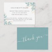 白モダン緑のリーフ割引カード 割引カード (正面/裏面)