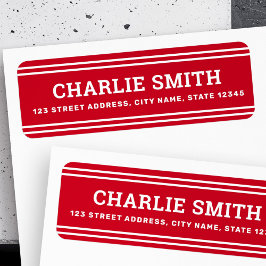 白モダン線の赤差出人住所 ラベル