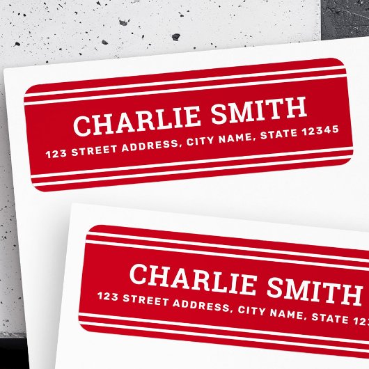 白モダン線の赤差出人住所 ラベル