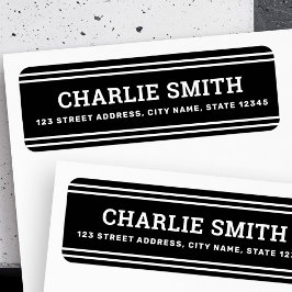 白モダン線ブラック差出人住所 ラベル