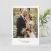 白モダン縁ど写真結婚は感謝してい君の心 サンキューカード (スタンド正面)