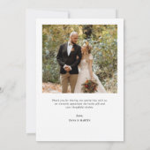 白モダン縁ど写真結婚は感謝してい君の心 サンキューカード (裏面)