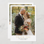白モダン縁ど写真結婚は感謝してい君の心 サンキューカード (正面/裏面)