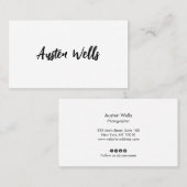 白モダン署名スクリプトマーカー名Busin 名刺 (正面/裏面)