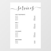 白モダン美容師価格表サービス・メニュー ウィンドウサイン (シート)