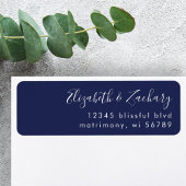 白モダン脚本ネイビーブルー差出人住所 ラベル