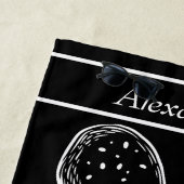 白モダン航海のタコ海黒 ビーチタオル (インサイチュ)