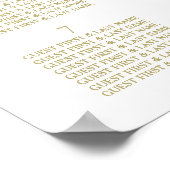 白モダン色および金ゴールドの結婚水玉模様表の計画 ポスター (角)