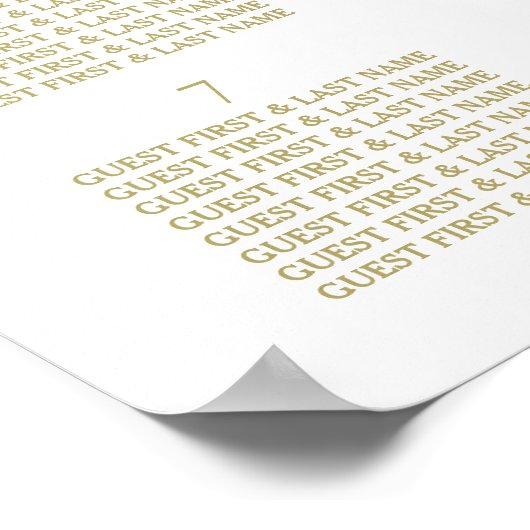 白モダン色および金ゴールドの結婚水玉模様表の計画 ポスター (角)