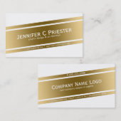 白モダン色および金ゴールド幾何学的デザイン 名刺 (正面/裏面)