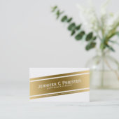 白モダン色および金ゴールド幾何学的デザイン 名刺 (スタンド正面)