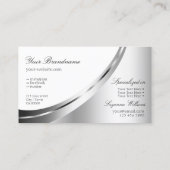 白モダン色とシルバーの装飾とロゴ付きノーブル 名刺 (裏面)