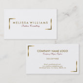 白モダン色と幾何学的金ゴールドアクセント 名刺 (正面/裏面)