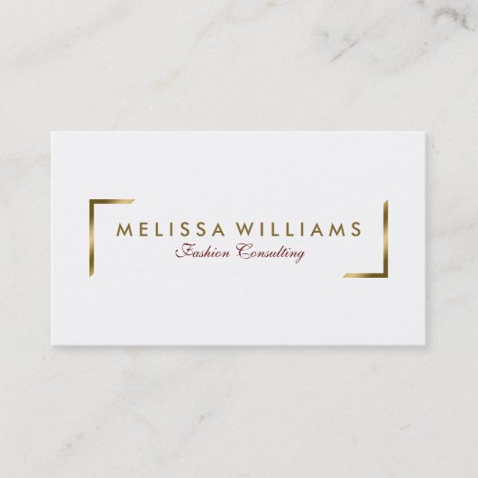 白モダン色と幾何学的金ゴールドアクセント 名刺 (正面)