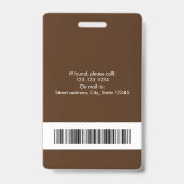 白モダン色と茶色の医療プロフェッショナル写真 バッジ (裏面)