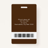 白モダン色と茶色の医療プロフェッショナル写真 バッジ (裏面)