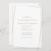 白モダン色と金ゴールド幾何学親結婚なし 招待状 (正面/裏面)