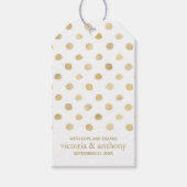 白モダン色と金ゴールド水玉模様結婚式の引き出物 ギフトタグ (正面)