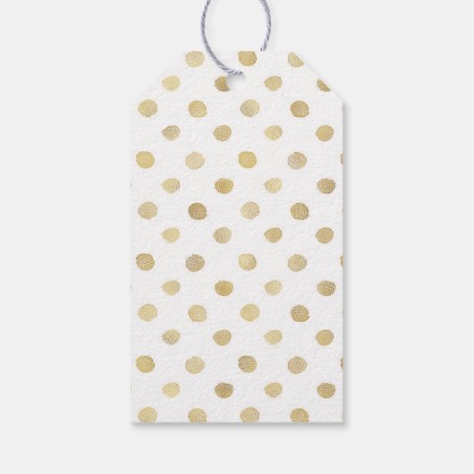白モダン色と金ゴールド水玉模様結婚式の引き出物 ギフトタグ (裏面)