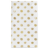 白モダン色と金ゴールド水玉模様結婚式の引き出物 スモールペーパーバッグ (裏面)