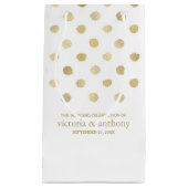 白モダン色と金ゴールド水玉模様結婚式の引き出物 スモールペーパーバッグ (正面)