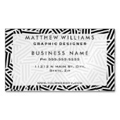 白モダン色と黒のストライプカラー マグネット名刺 (正面)