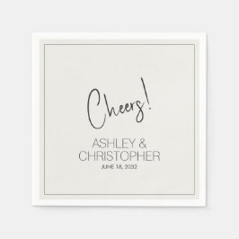 白モダン色のミニマ結婚リスト スタンダードカクテルナプキン