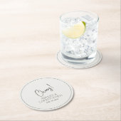 白モダン色のミニマ結婚リスト ラウンドペーパーコースター (インサイチュ)