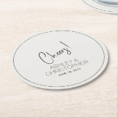 白モダン色のミニマ結婚リスト ラウンドペーパーコースター (アングル)