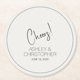 白モダン色のミニマ結婚リスト ラウンドペーパーコースター