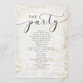 白モダン色の金ゴールドの結婚儀式 プログラム (裏面)