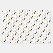 白モダン色の黒と金ゴールド ラッピングペーパーシート (正面3)