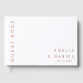 白モダン色または色結婚名の日付実在 ゲストブック (正面)