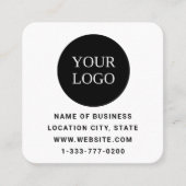 白モダン色カスタムロゴとQRコード スクエア名刺 (正面)