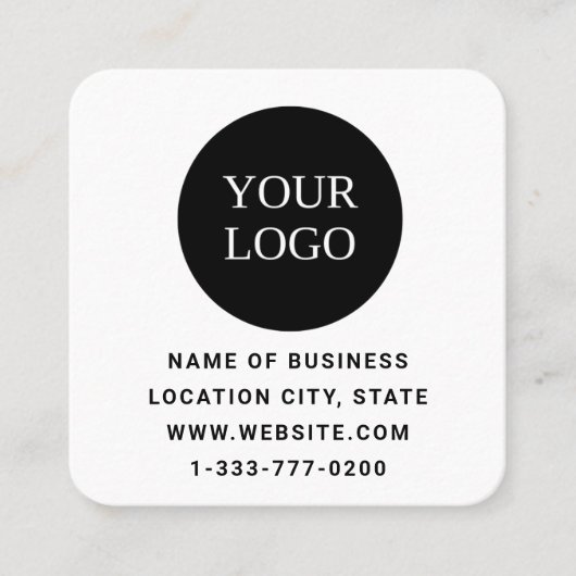 白モダン色カスタムロゴとQRコード スクエア名刺 (正面)