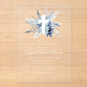 白モダン色フローラ献納 アクリル招待状 (正面)