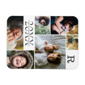 白モダン色ブロックファミリー6 Photo Collage マグネット (横)