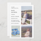 白モダン色写真コラージュ少年の赤ちゃんシャワー 招待状 (正面/裏面)