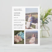 白モダン色写真コラージュ性別によるパーティーの表示 招待状 (スタンド正面)