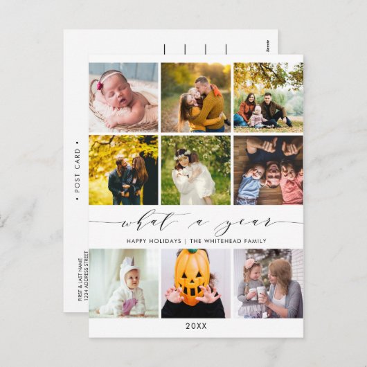 白モダン色写真コラージュ シーズンポストカード (正面/裏面)