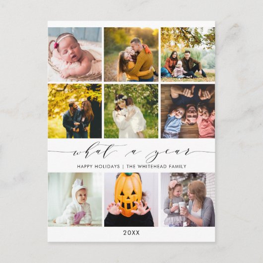 白モダン色写真コラージュ シーズンポストカード (正面)