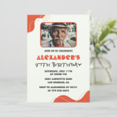 白モダン色男性97歳の誕生日招待状 招待状 (スタンド正面)