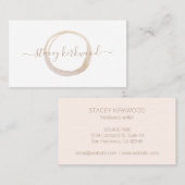 白モダン色金ゴールドフェイクグリッター円のロゴ 名刺 (正面/裏面)