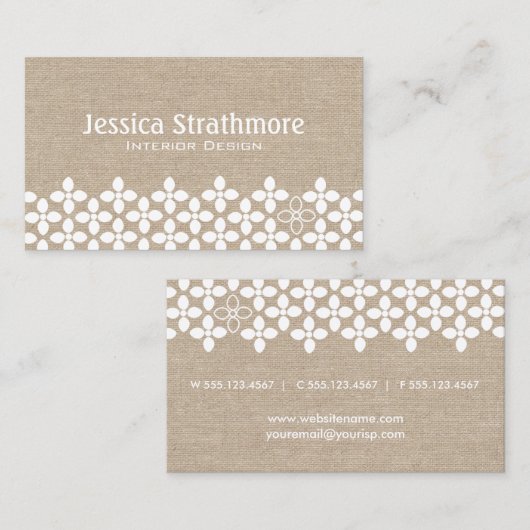 白モダン花名刺 名刺 (正面/裏面)