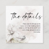 白モダン花模様QRコードの結婚詳細 エンクロージャーカード (正面)